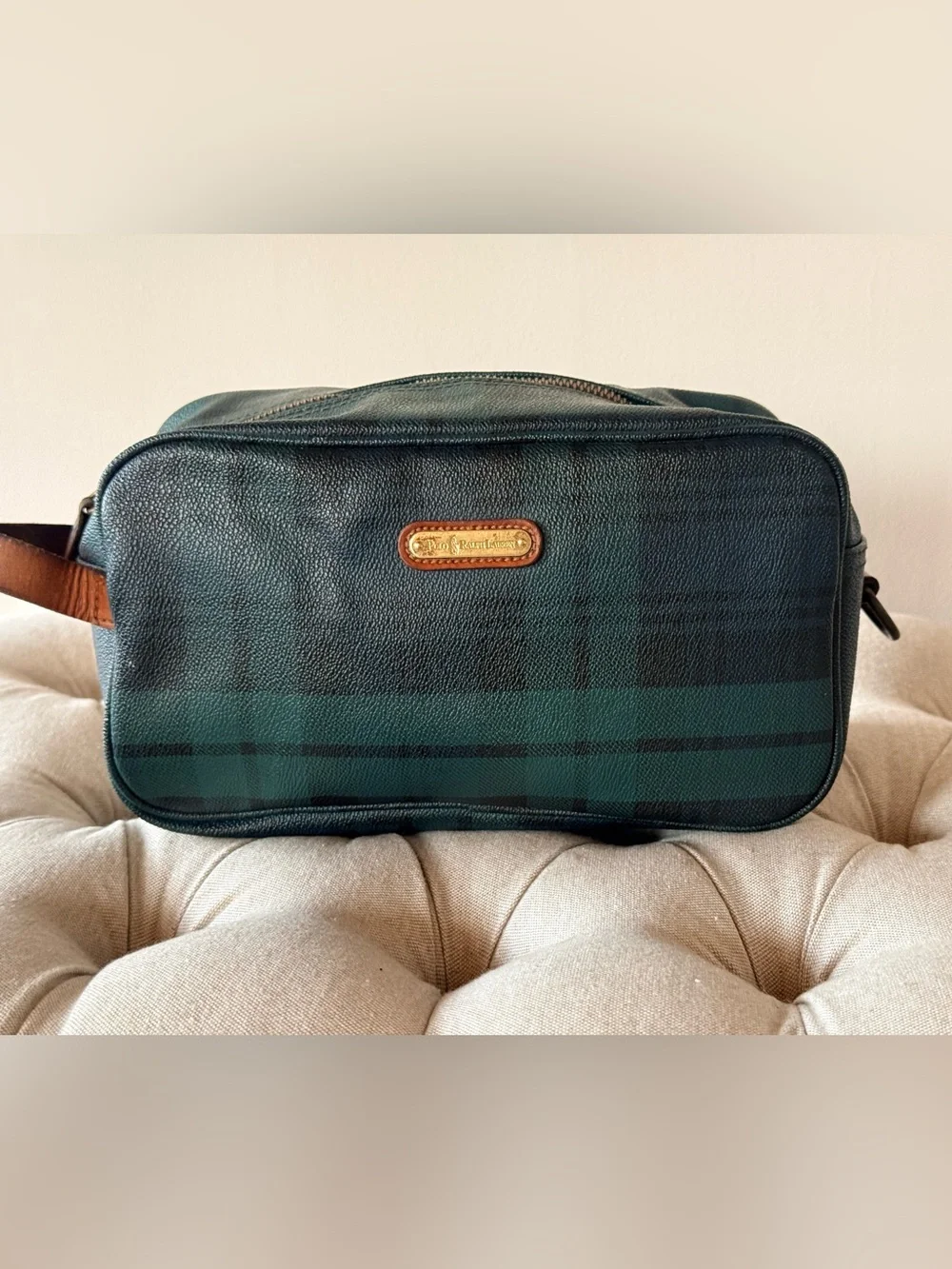 Polo Ralph Lauren Vintage Blackwatch Plaid Toiletry Bag / Dopp Kit